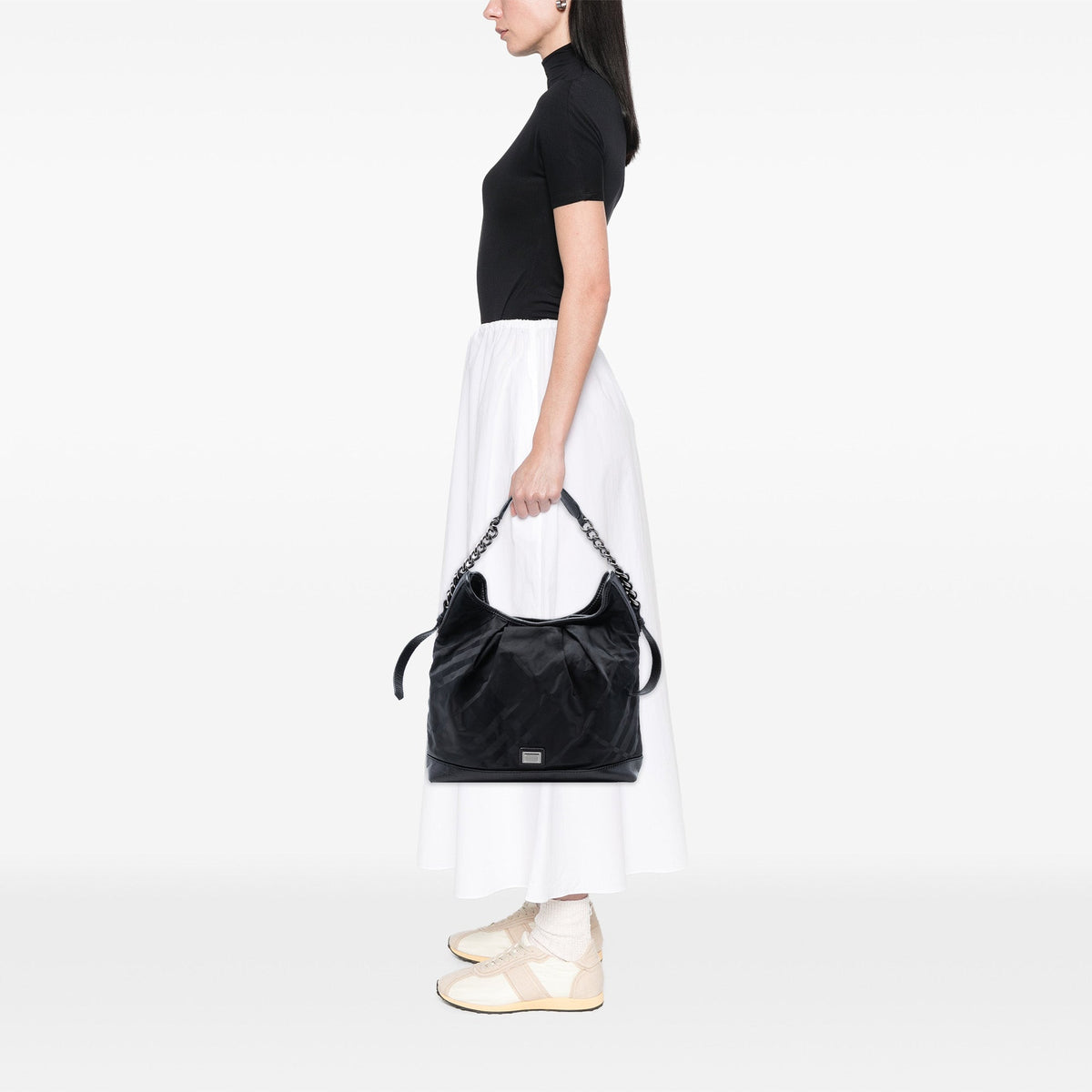 Burberry Tonal Check Nylon Shoulder Bag