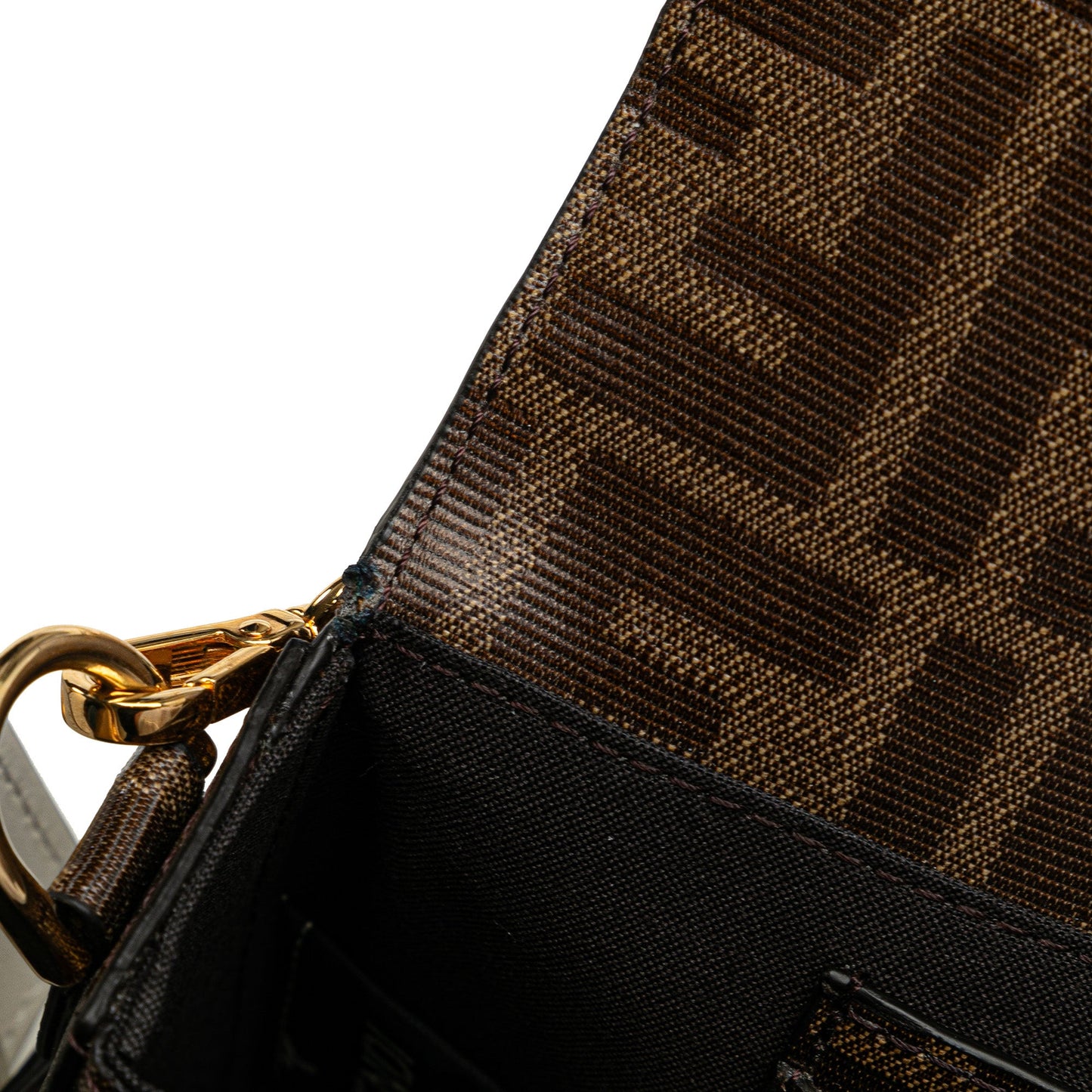 Fendi Mini Zucca Glazed Fabric Cage Baguette Satchel