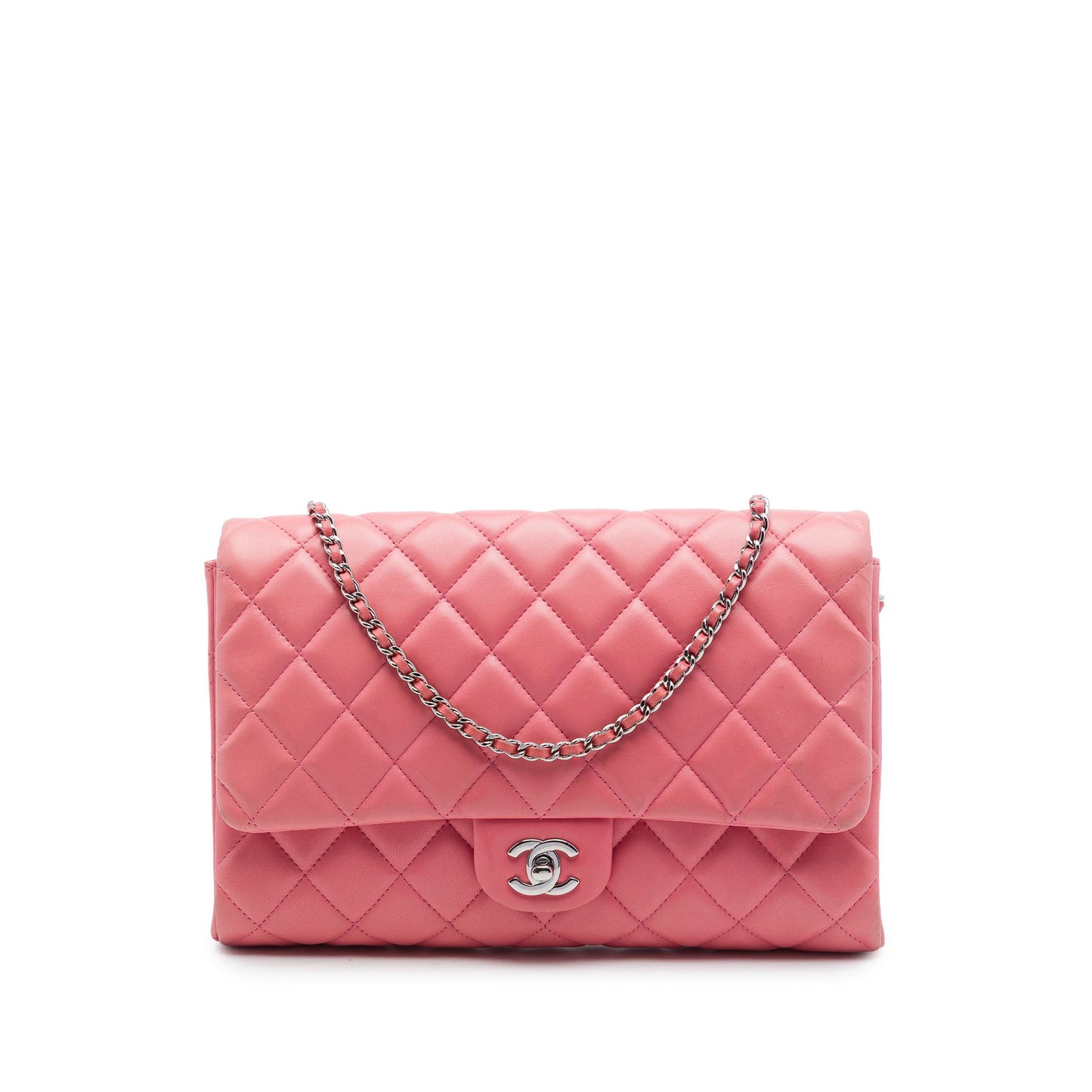 Chanel CC Quilted Lambskin Flap Clutch on Chain