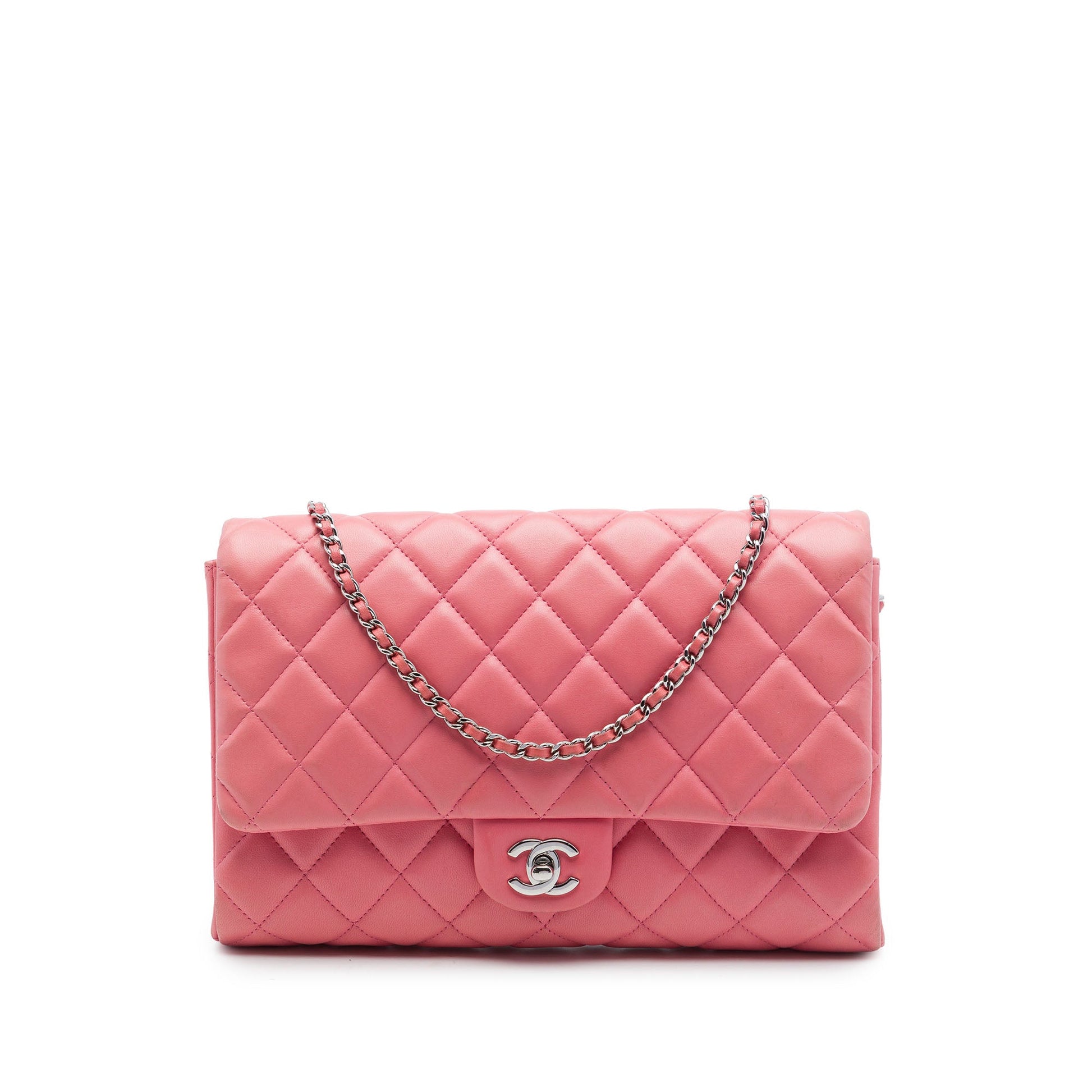 Chanel CC Quilted Lambskin Flap Clutch on Chain