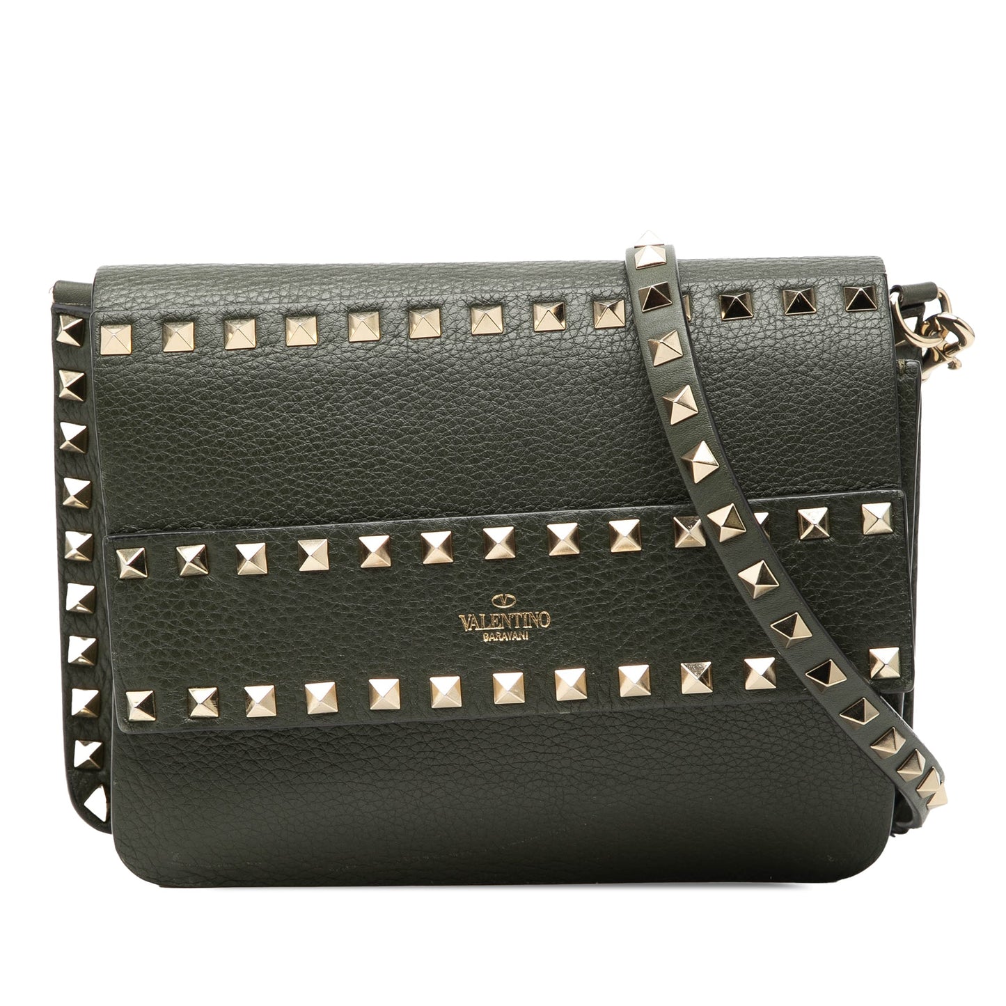 Valentino Grained Calfskin Rockstud Side Slip Crossbody