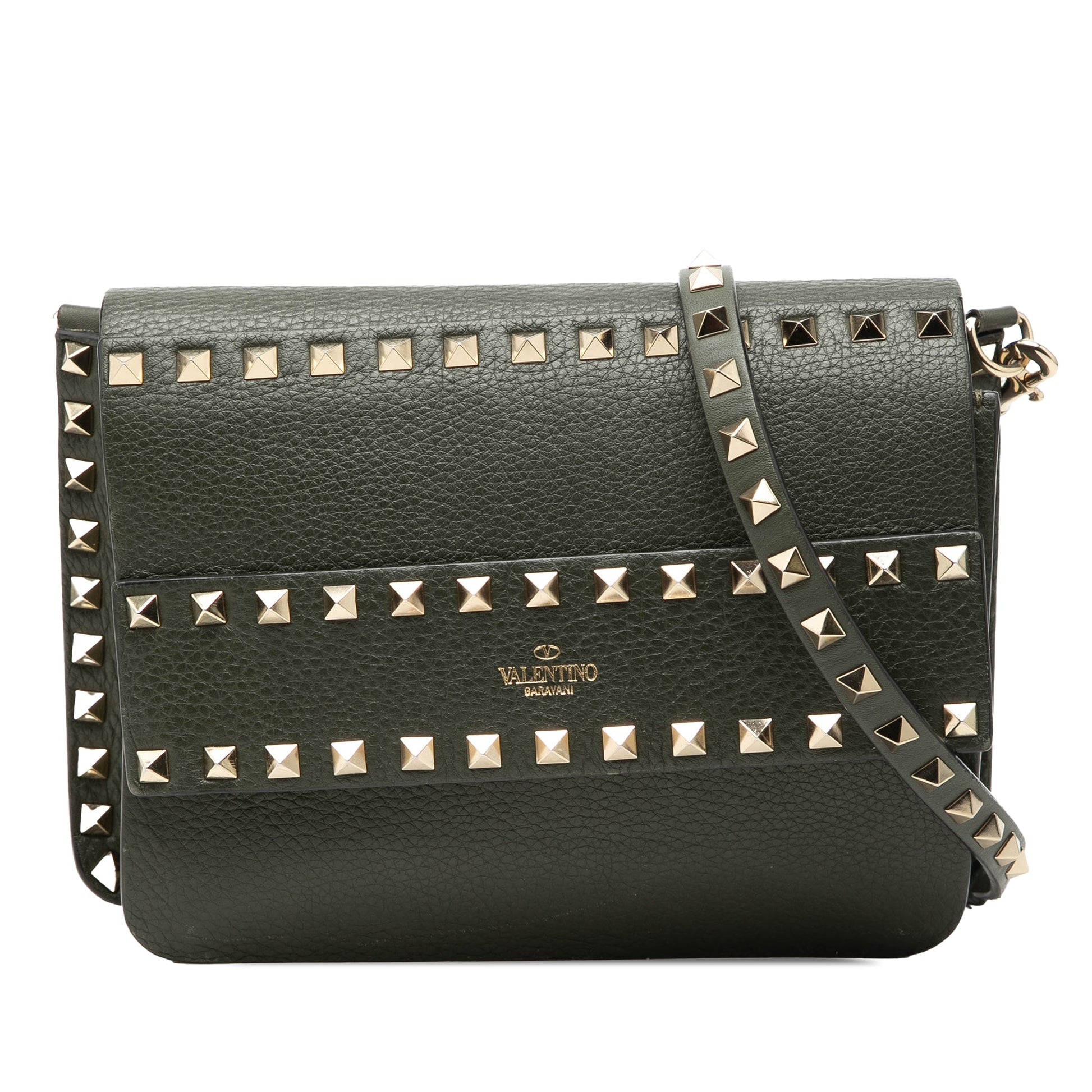 Valentino Grained Calfskin Rockstud Side Slip Crossbody