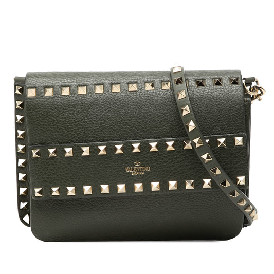 Valentino Grained Calfskin Rockstud Side Slip Crossbody