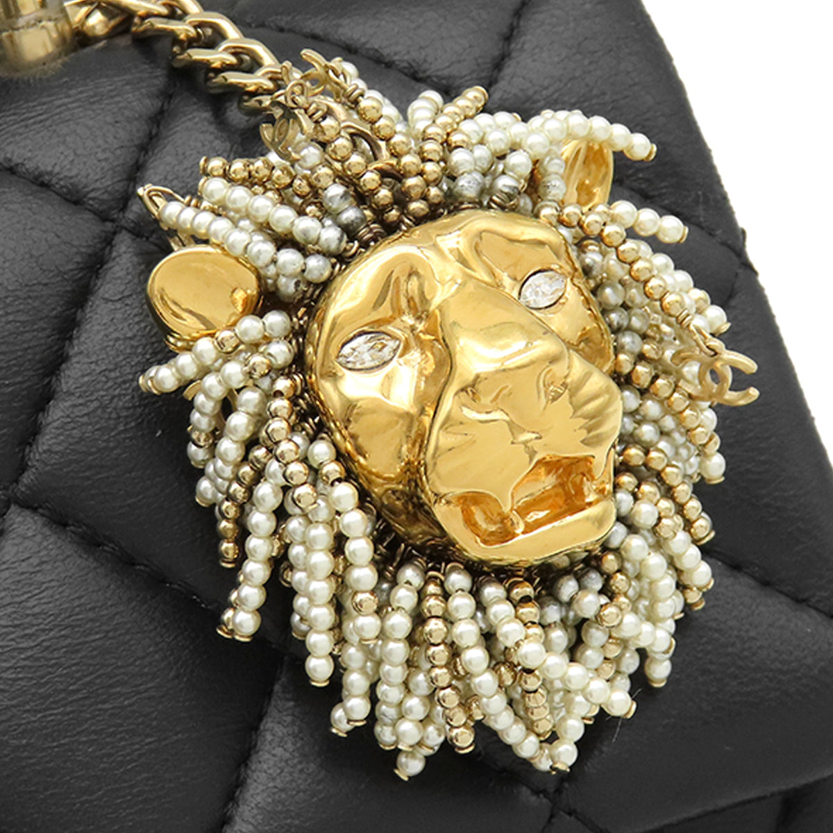 Chanel Mini Rectangular Classic Lambskin Lion Charm Top Handle Flap