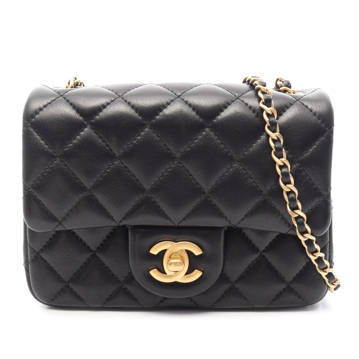 Chanel Mini Square Classic Lambskin Single Flap — Black