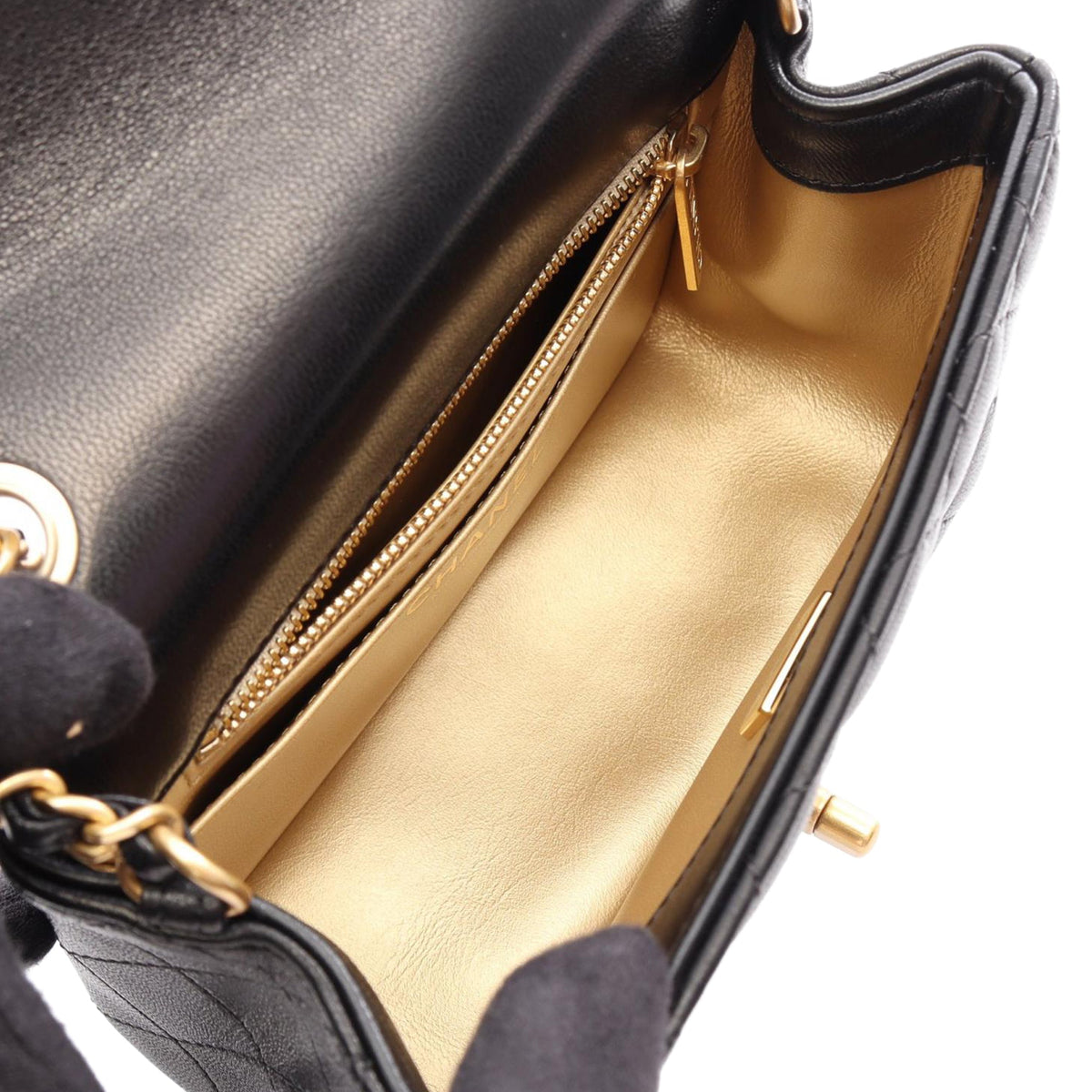 Chanel Mini Square Classic Lambskin Single Flap — Black