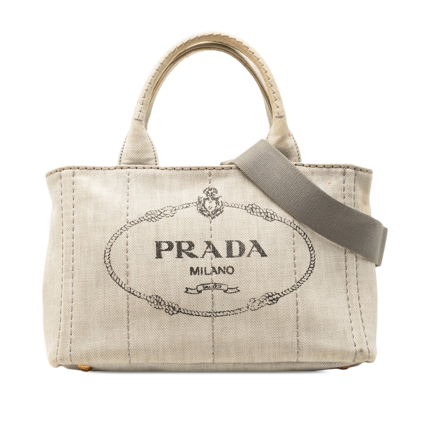 Prada Small Denim Canapa Logo Satchel