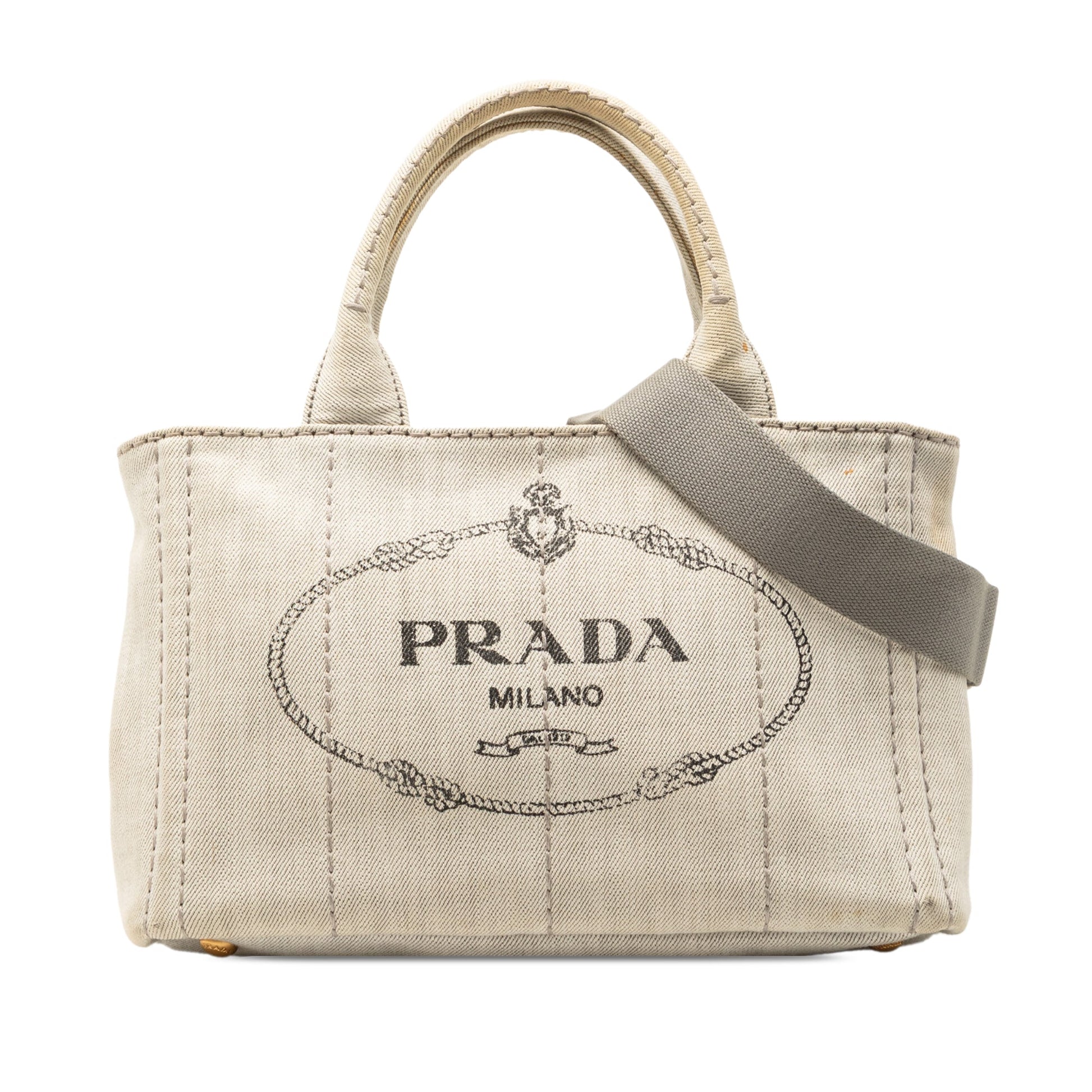 Prada Small Denim Canapa Logo Satchel