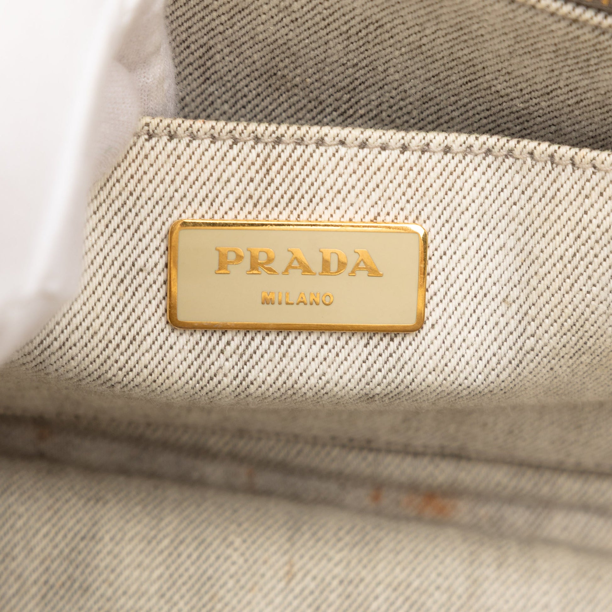 Prada Small Denim Canapa Logo Satchel