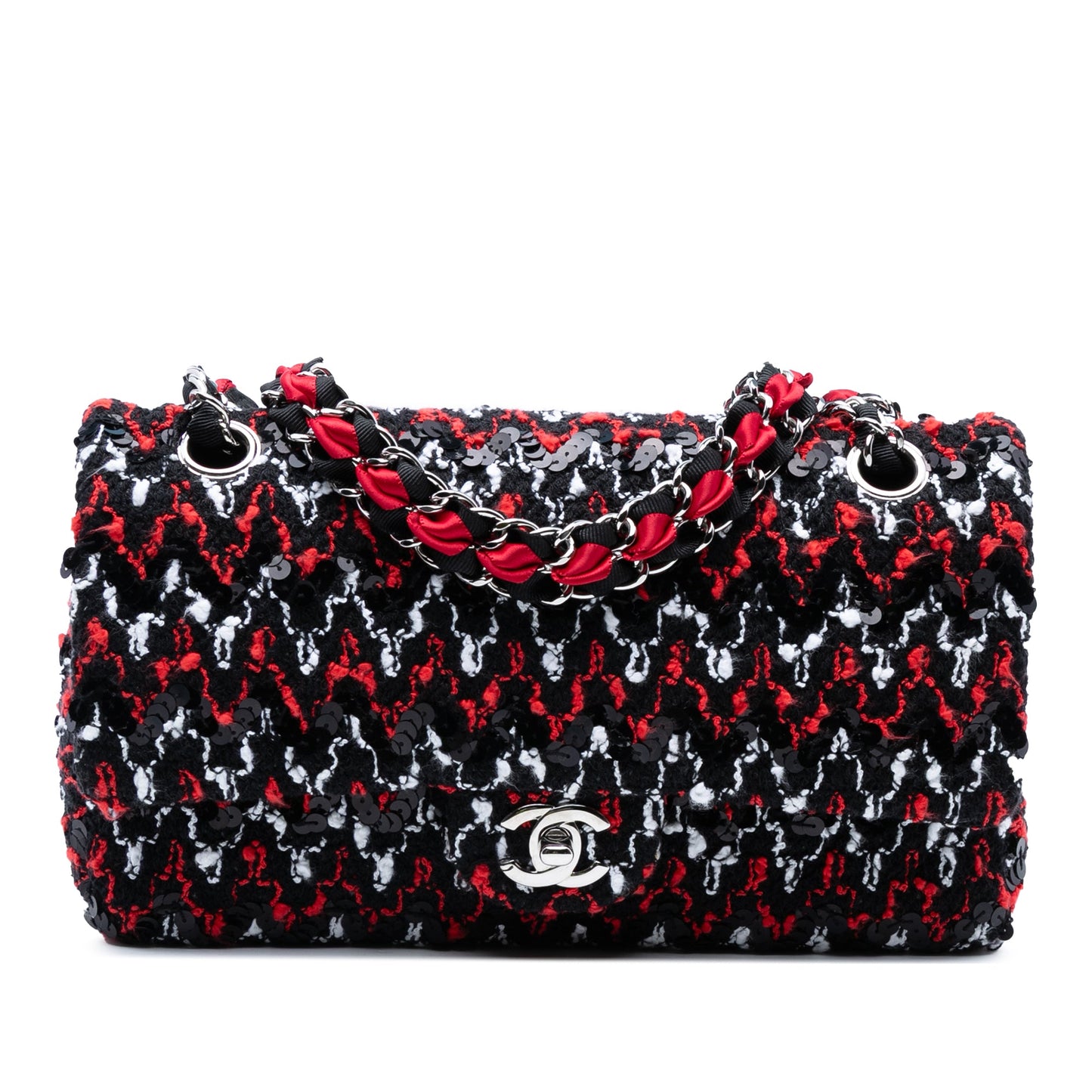 Chanel Medium Classic Tweed Sequins Double Flap