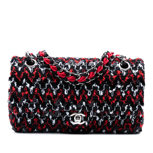 Chanel Medium Classic Tweed Sequins Double Flap