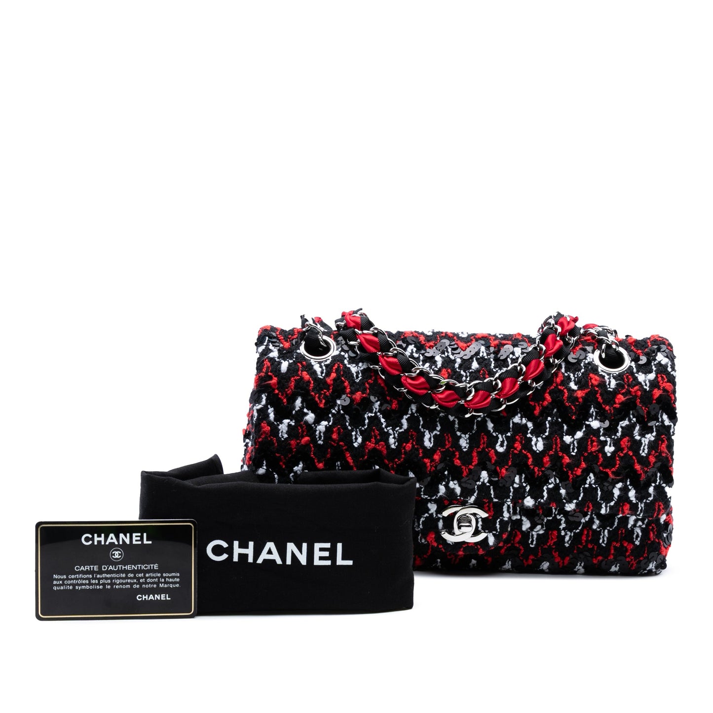 Chanel Medium Classic Tweed Sequins Double Flap