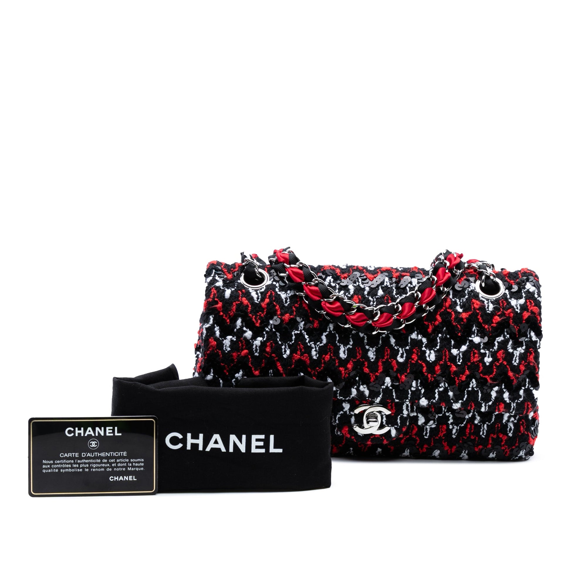 Chanel Medium Classic Tweed Sequins Double Flap