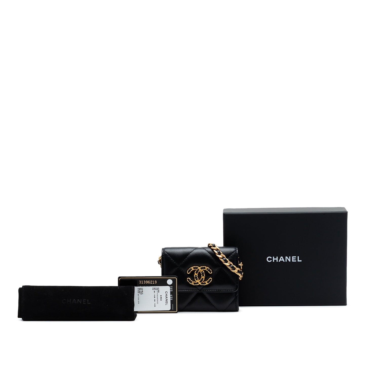 Chanel Quilted Lambskin 19 Flap Coin Purse With Chain
