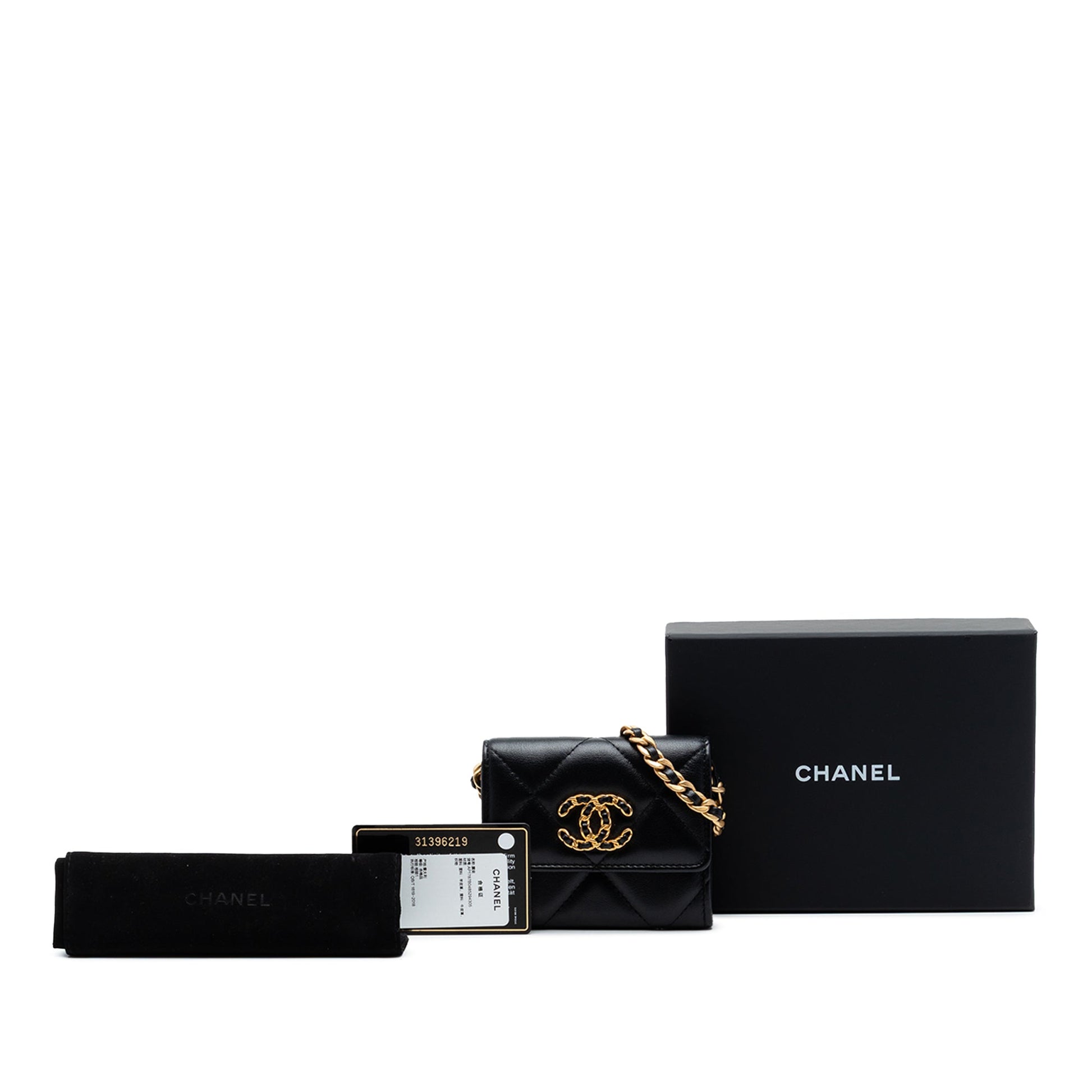 Chanel Quilted Lambskin 19 Flap Coin Purse With Chain