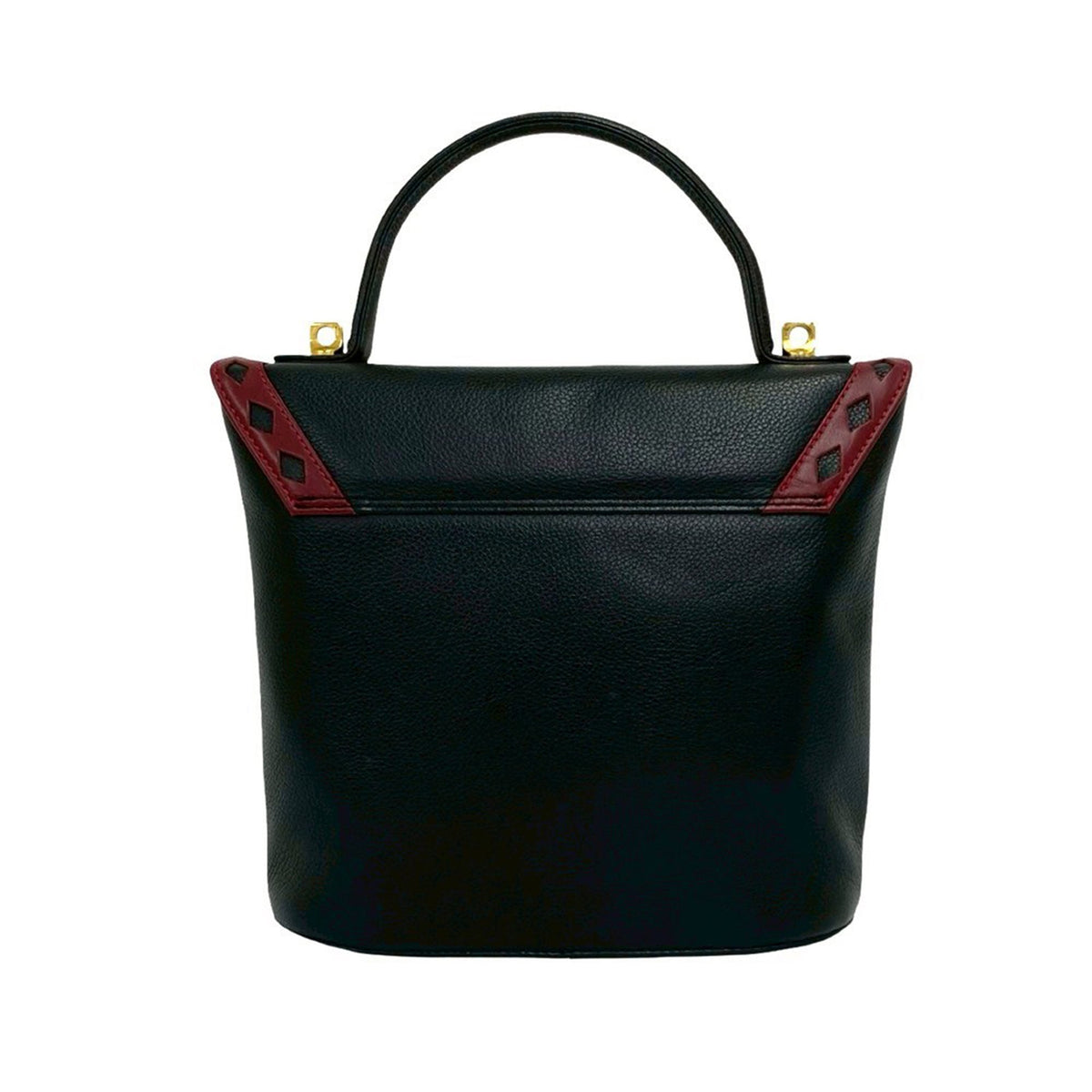 Saint Laurent Leather Diamond Cut Punching Top Handle Bag