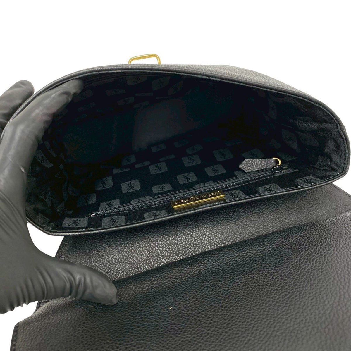 Saint Laurent Leather Diamond Cut Punching Top Handle Bag