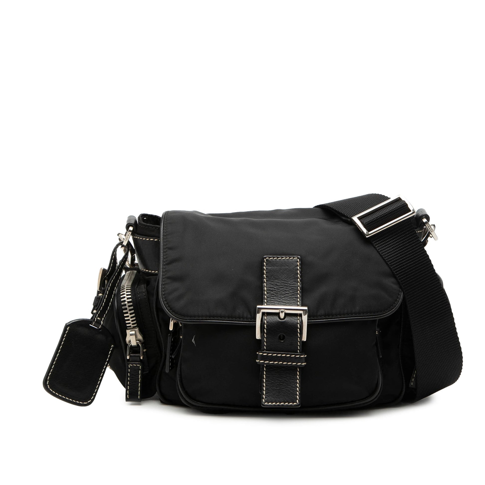 Prada Tessuto Buckle Messenger Bag