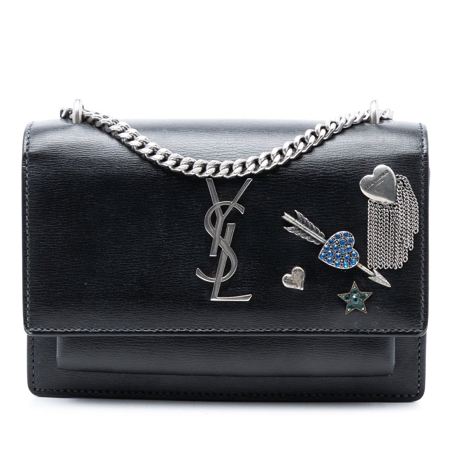 Saint Laurent Mini Calfskin Monogram Lucky Charms Sunset Wallet on Chain