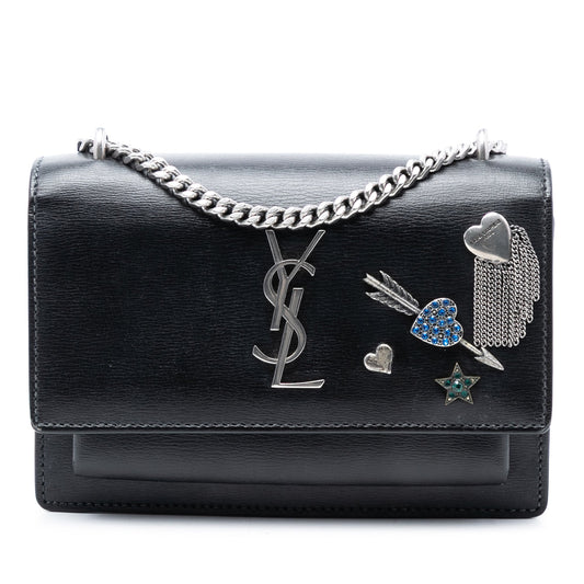 Saint Laurent Mini Calfskin Monogram Lucky Charms Sunset Wallet on Chain