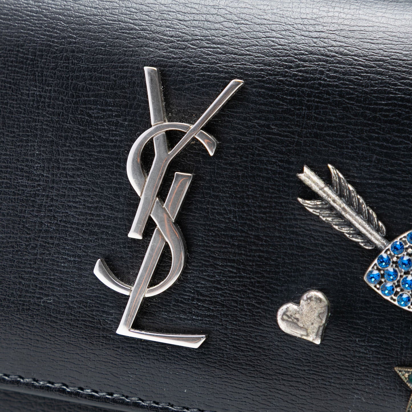Saint Laurent Mini Calfskin Monogram Lucky Charms Sunset Wallet on Chain