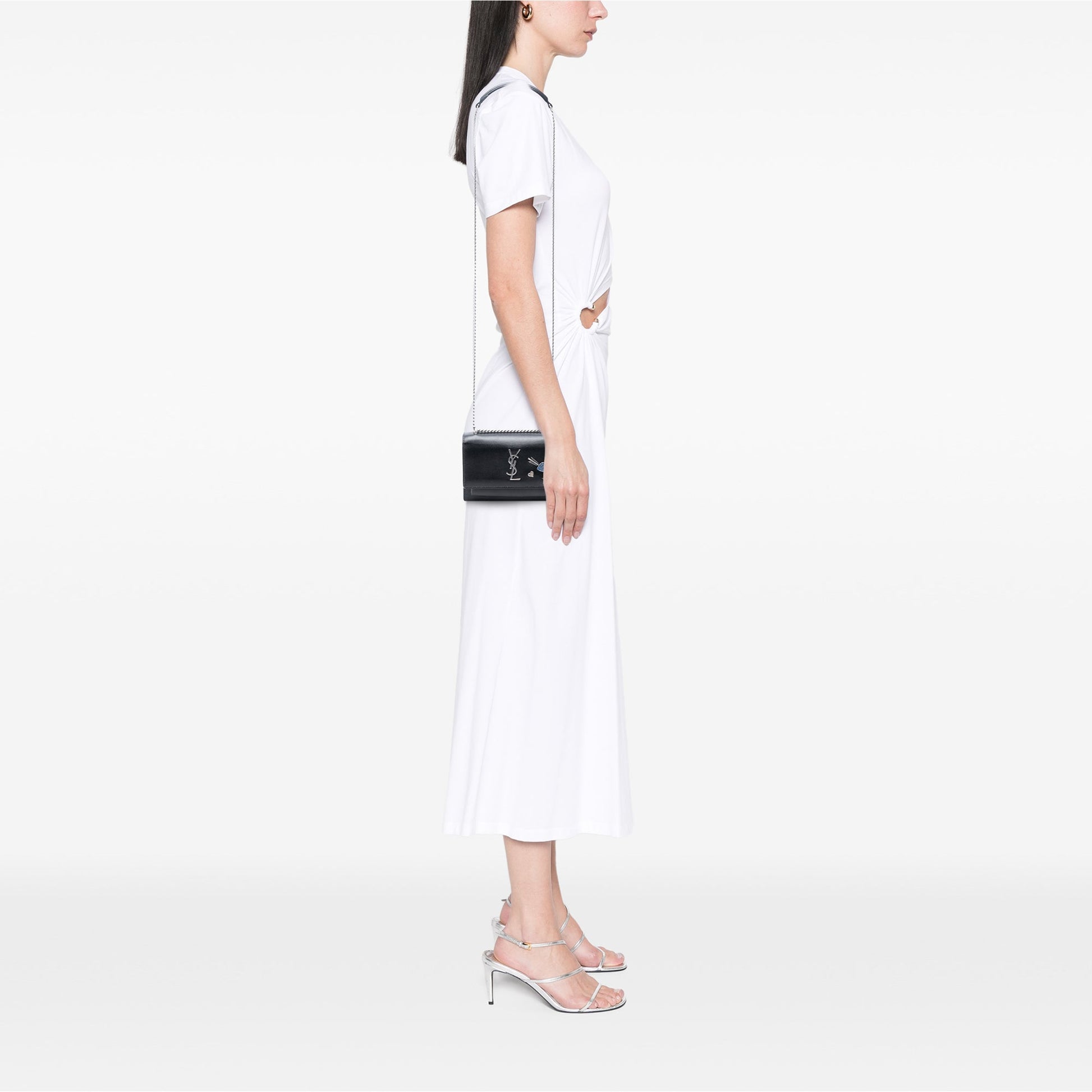 Saint Laurent Mini Calfskin Monogram Lucky Charms Sunset Wallet on Chain