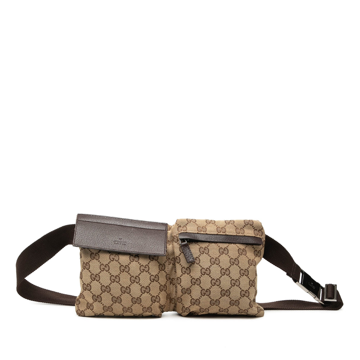 Gucci GG Canvas Double Pocket Belt Bag
