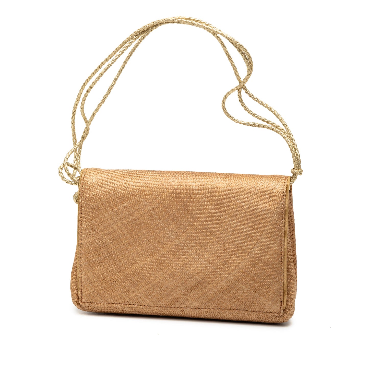 Bottega Veneta Metallic Raffia Intrecciato Shoulder Bag