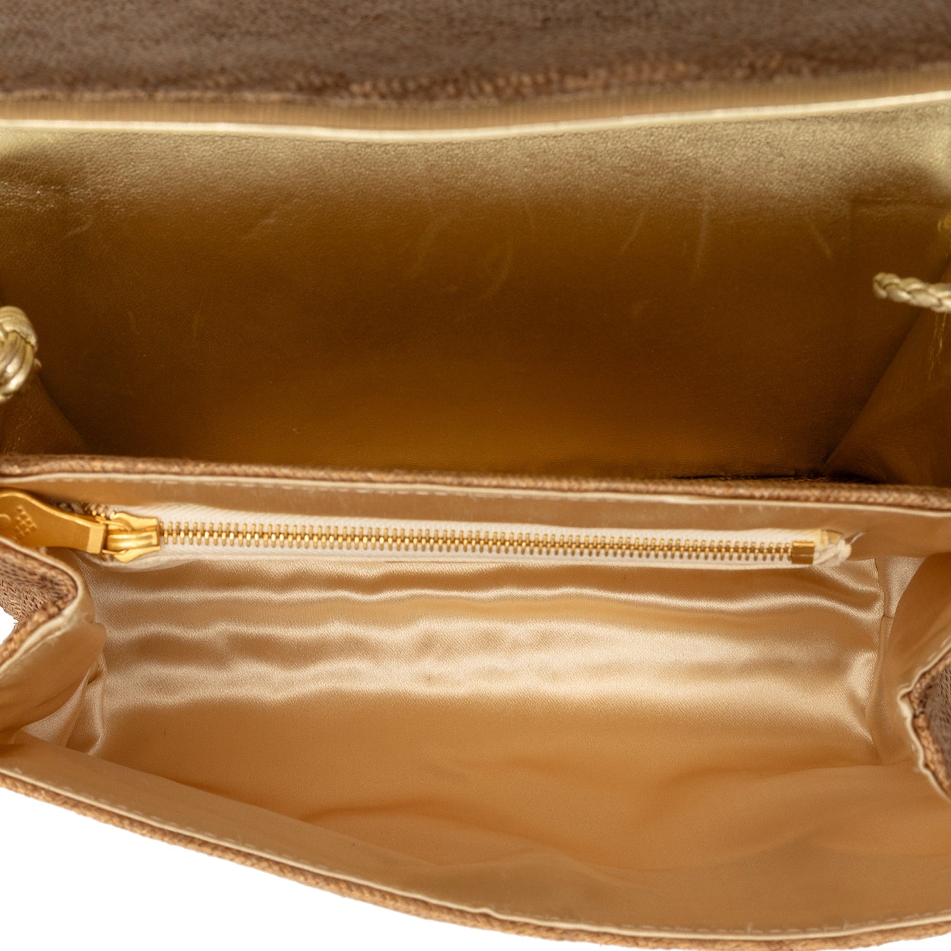 Bottega Veneta Metallic Raffia Intrecciato Shoulder Bag