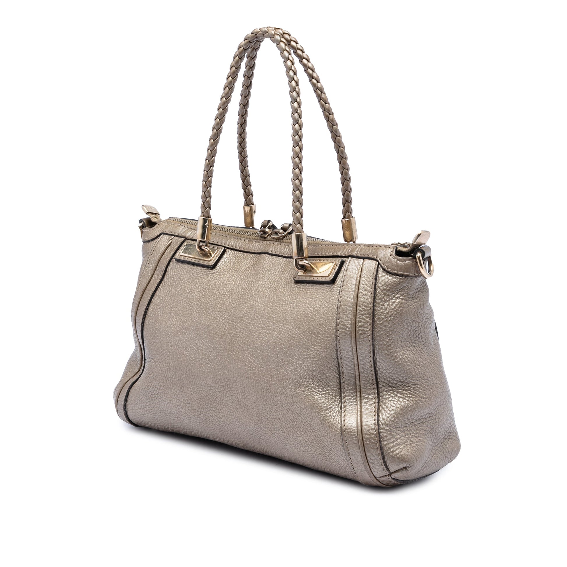 Gucci Metallic Pebbled Calfskin Bella Satchel