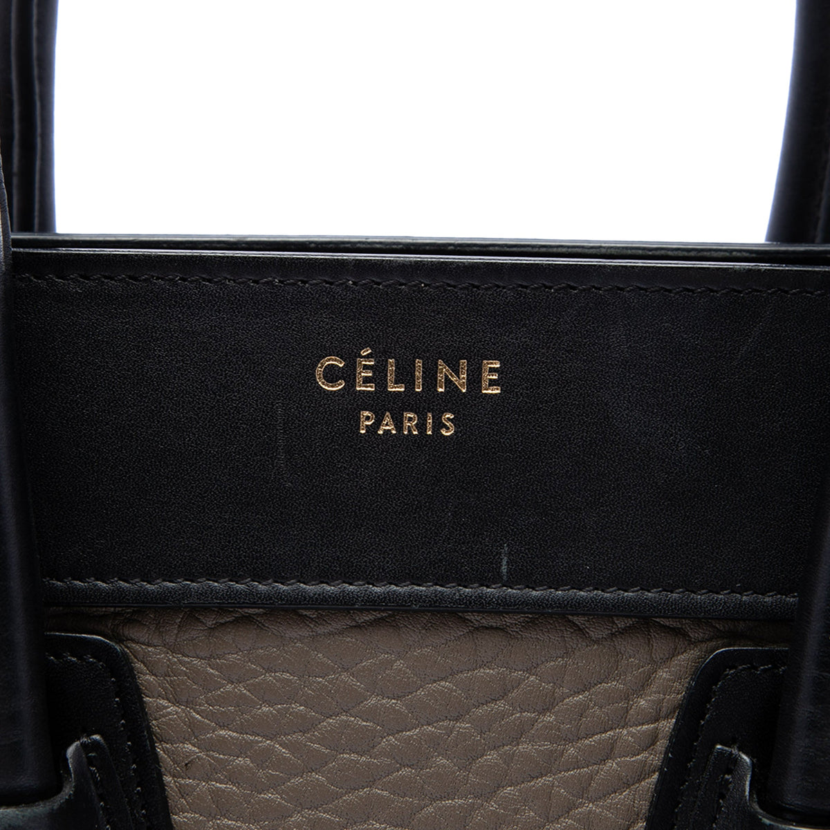 Celine Micro Tricolor Leather Luggage Tote — Brown