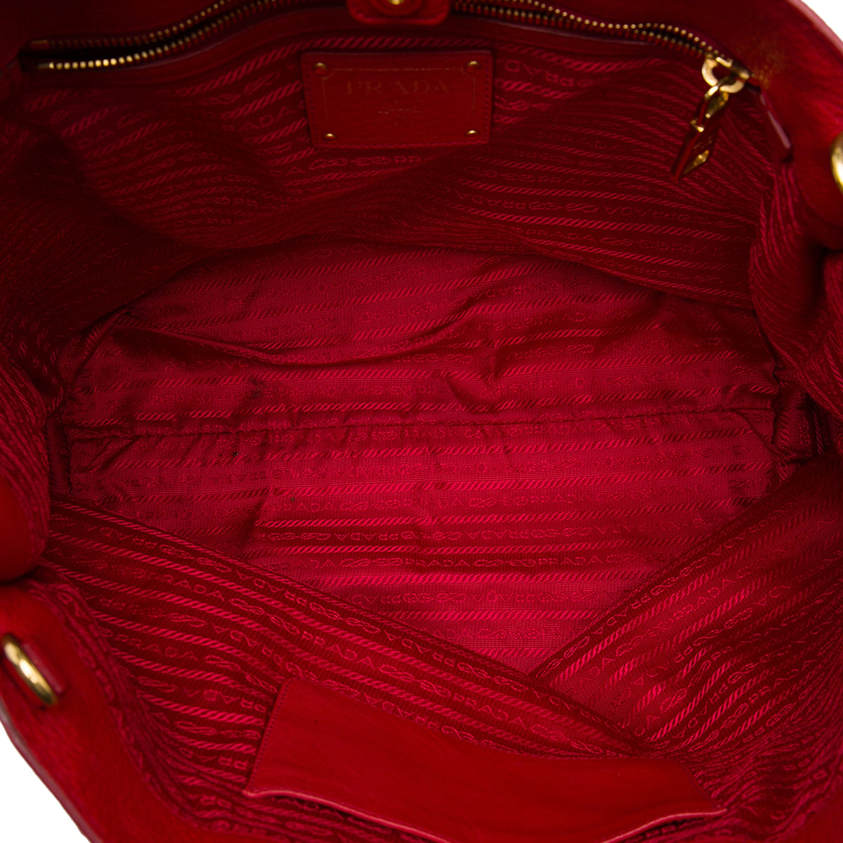 Prada Vitello Daino Canapa Logo Open Convertible Tote — Red