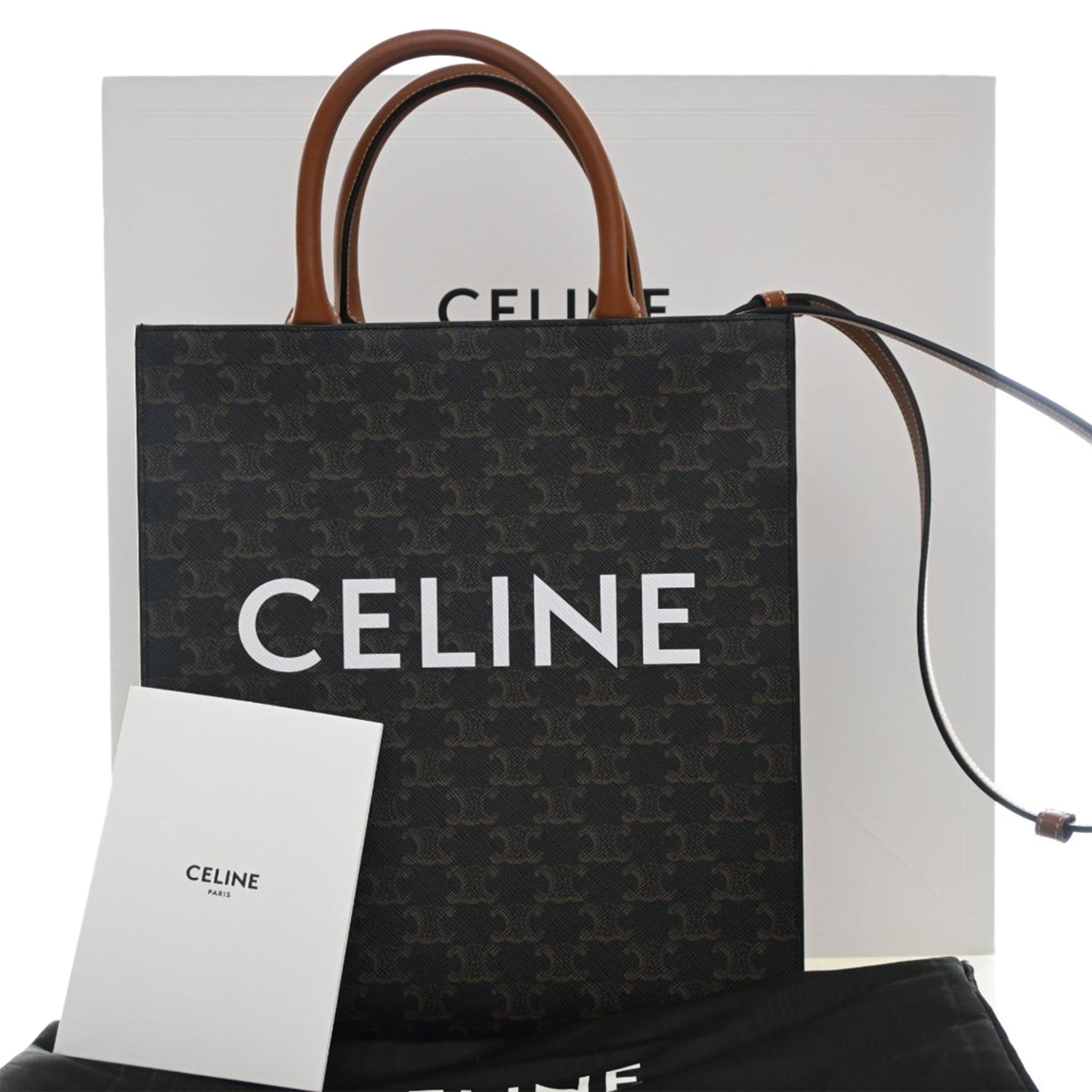 Celine Small Triomphe Coated Canvas Vertical Cabas Tote