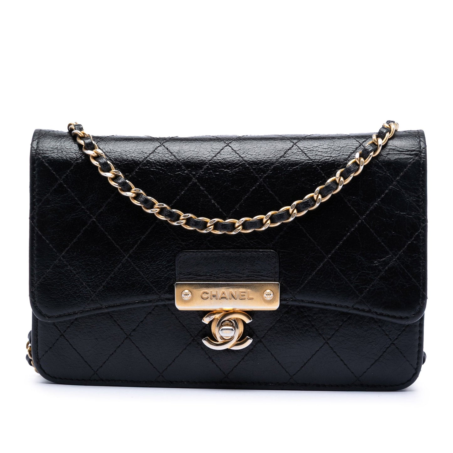 Stitched Goatskin Golden CC Wallet On Chain