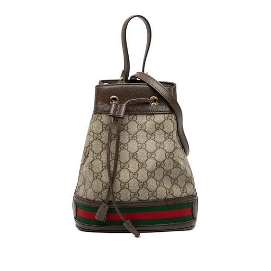 Gucci Small GG Supreme Ophidia Web Bucket Bag