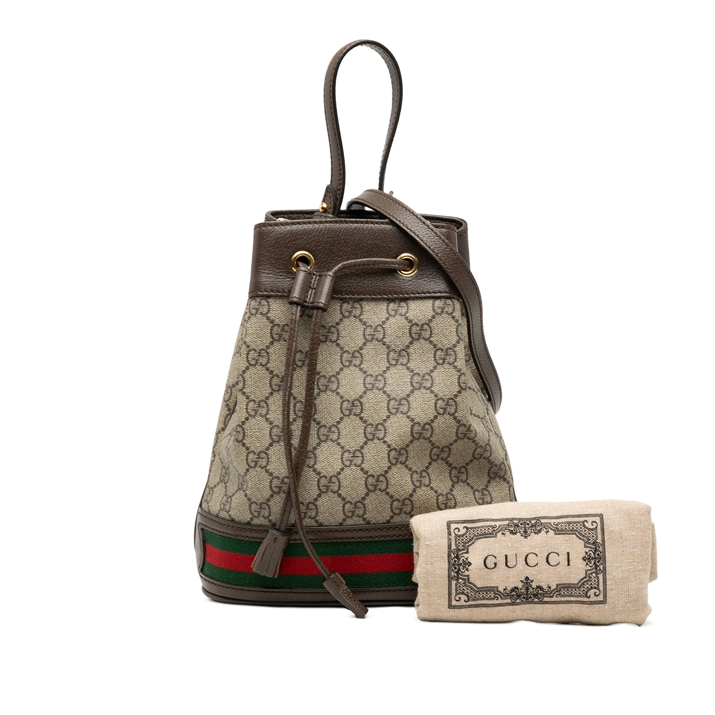 Gucci Small GG Supreme Ophidia Web Bucket Bag