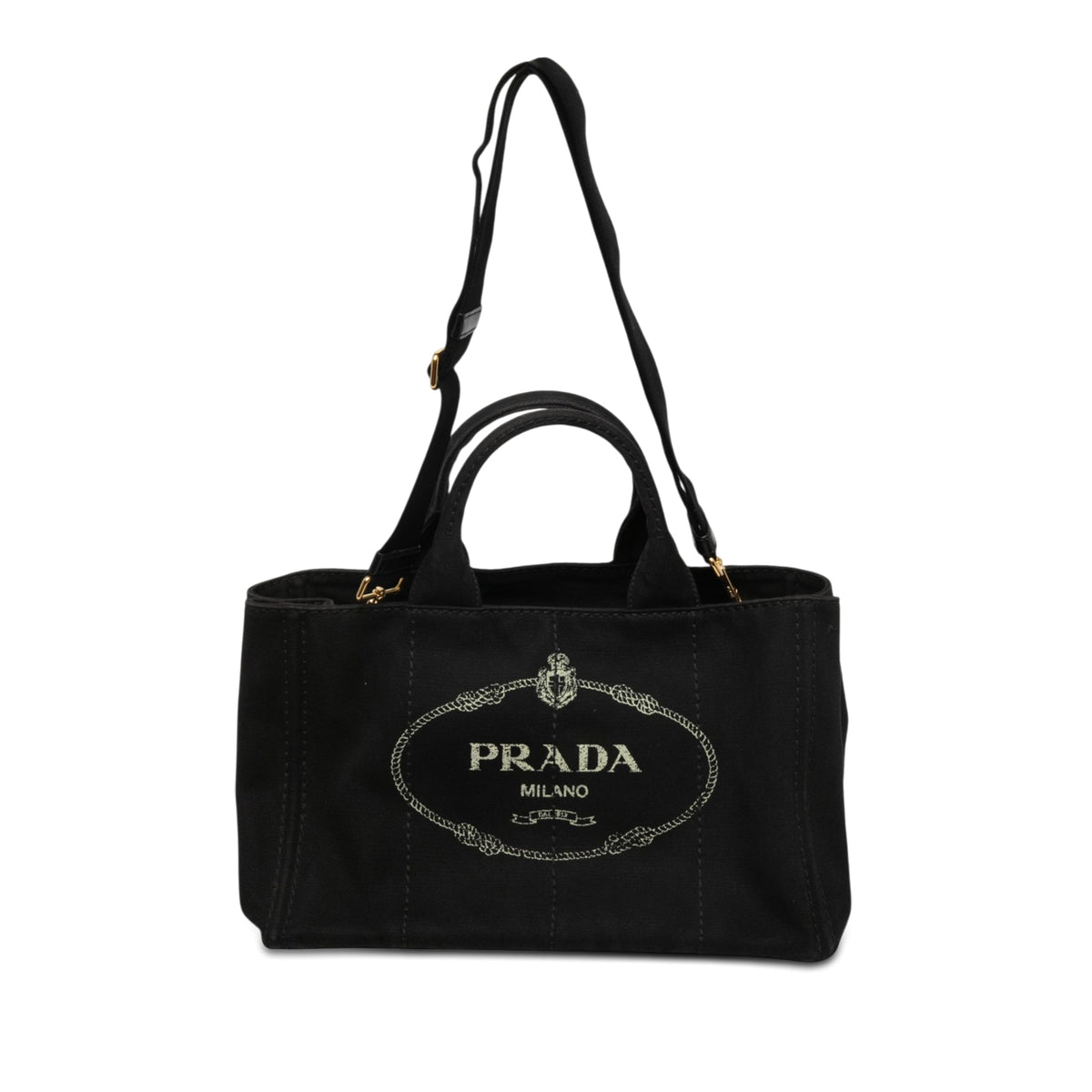 Prada Canvas Canapa Logo Tote — Black