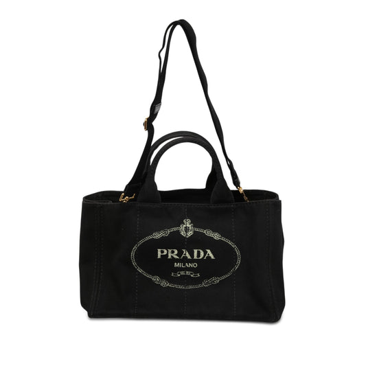 Prada Canvas Canapa Logo Tote — Black