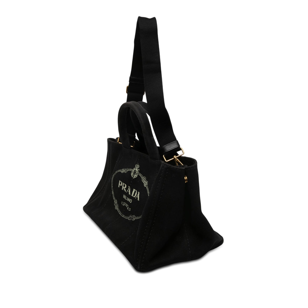 Prada Canvas Canapa Logo Tote — Black