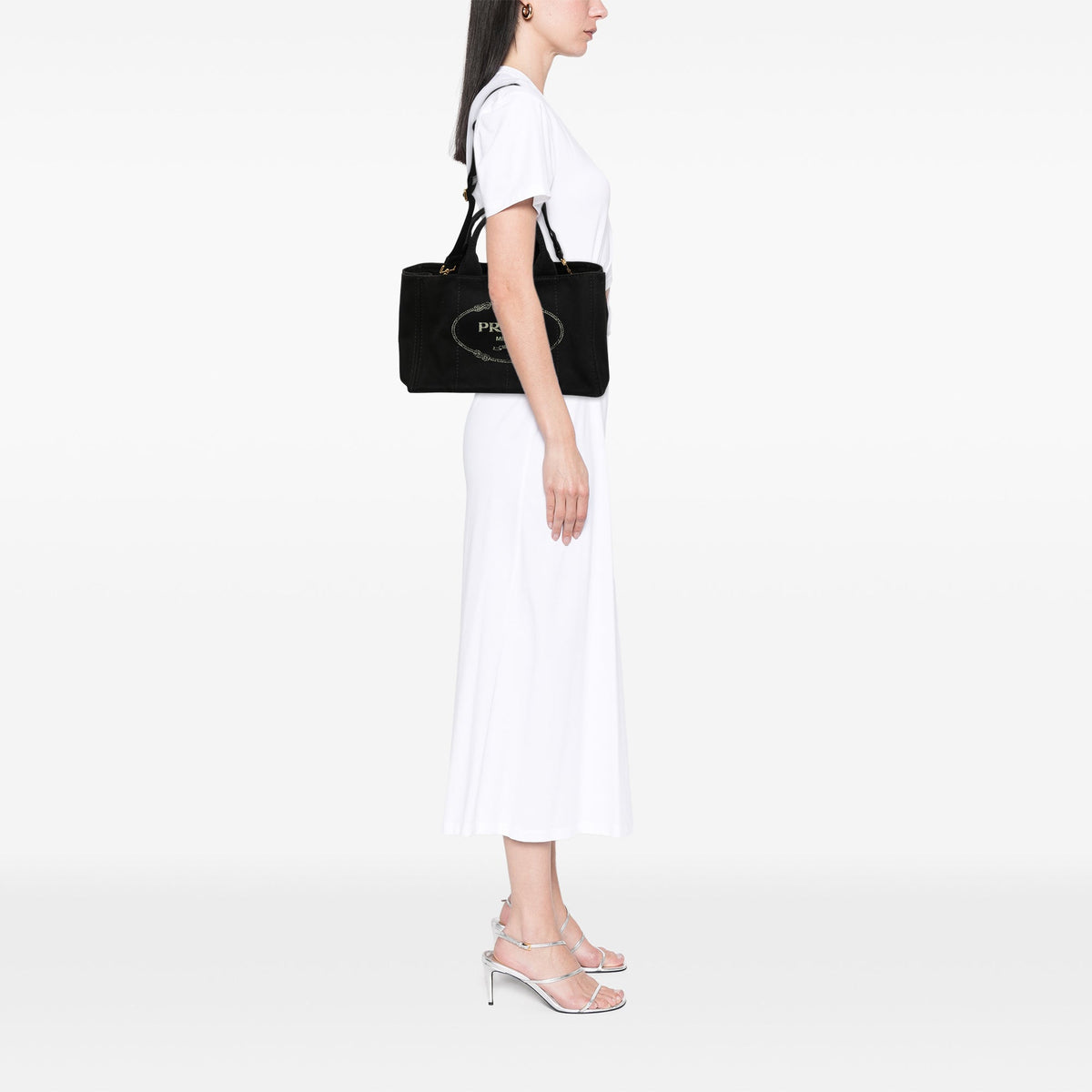 Prada Canvas Canapa Logo Tote — Black