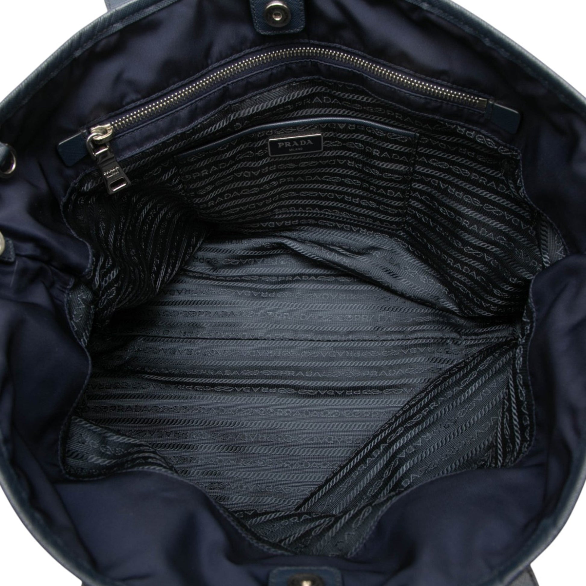 Prada Saffiano Trimmed Tessuto Tote