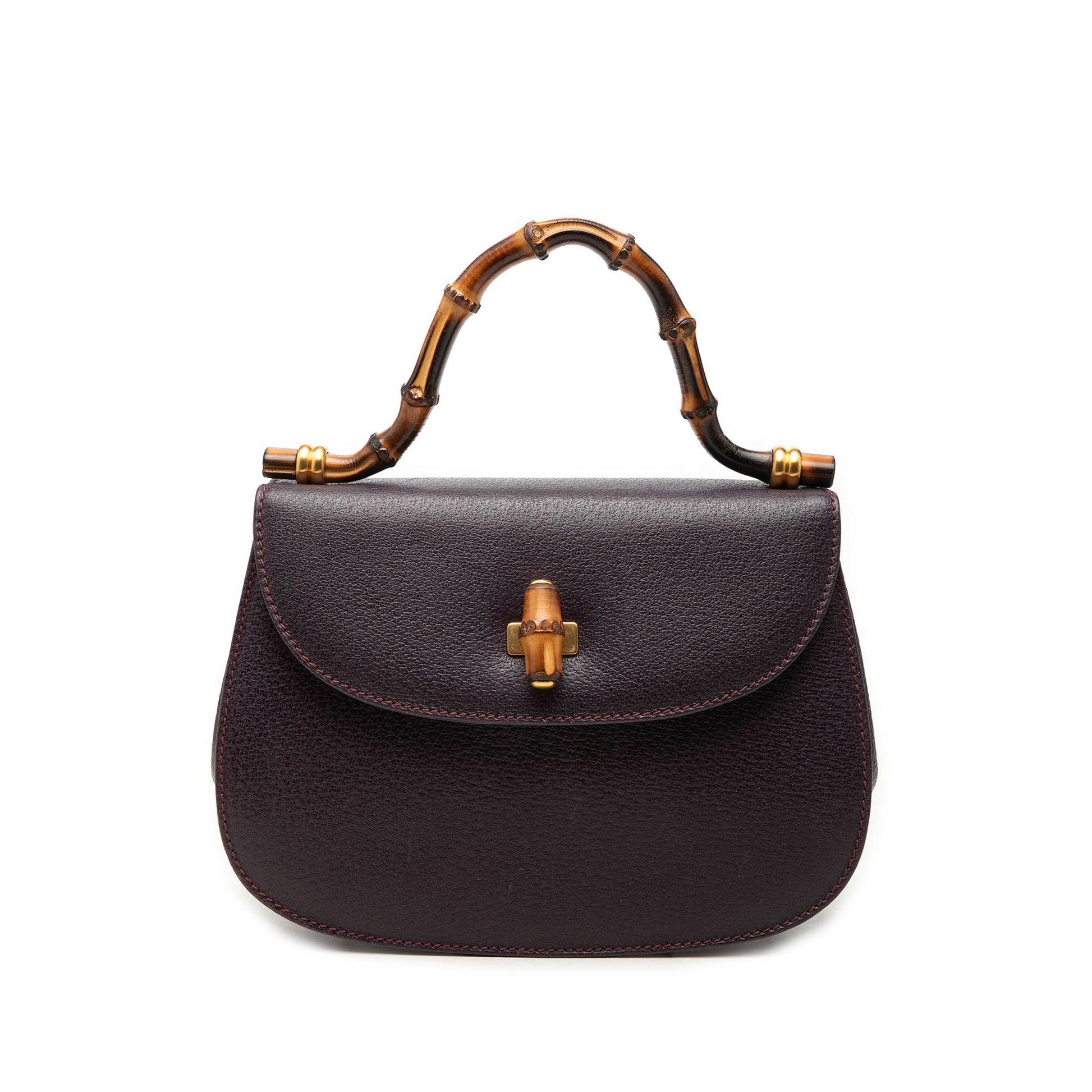 Gucci Small Calfskin Bamboo Top Handle Flap