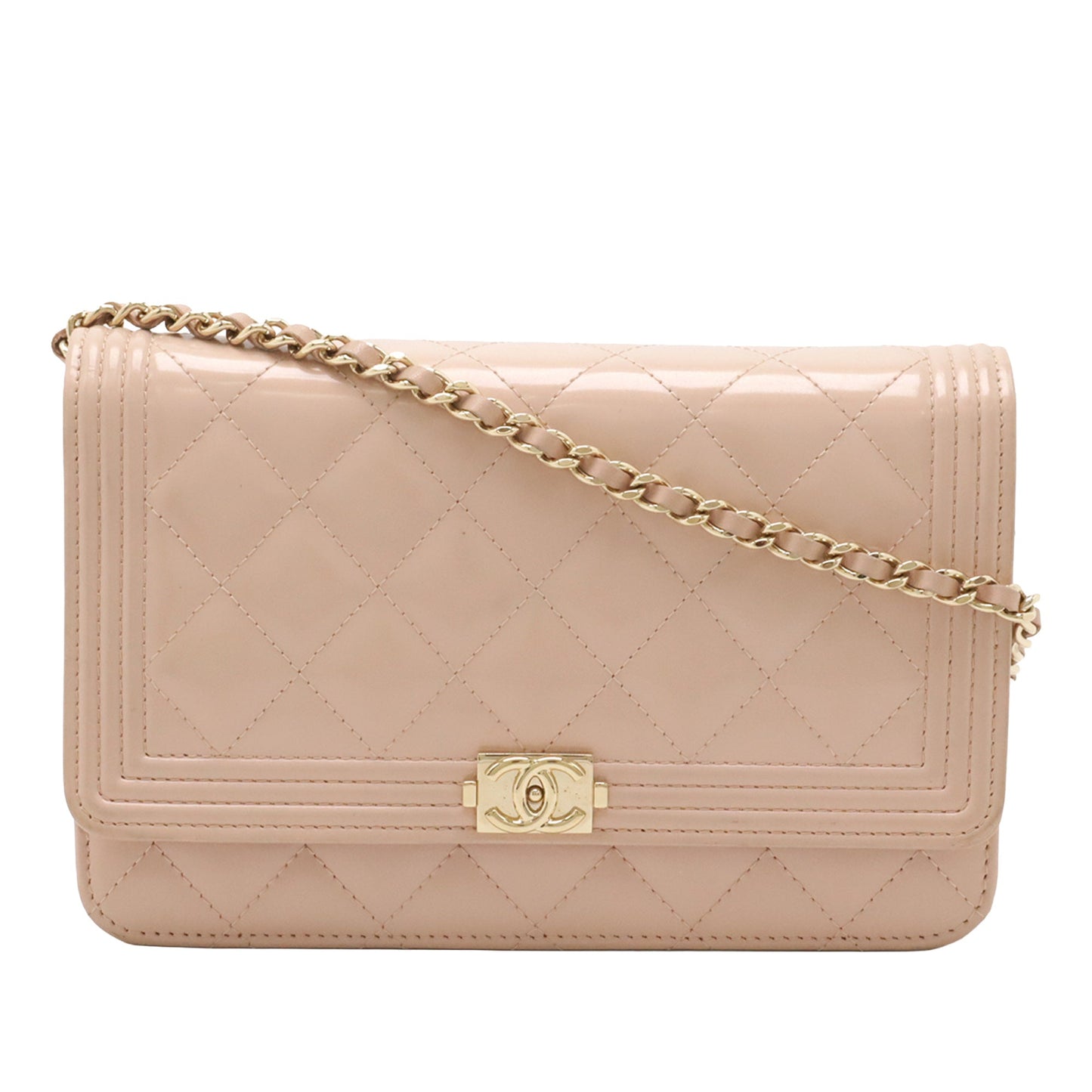Chanel Quilted Patent Boy Wallet on Chain