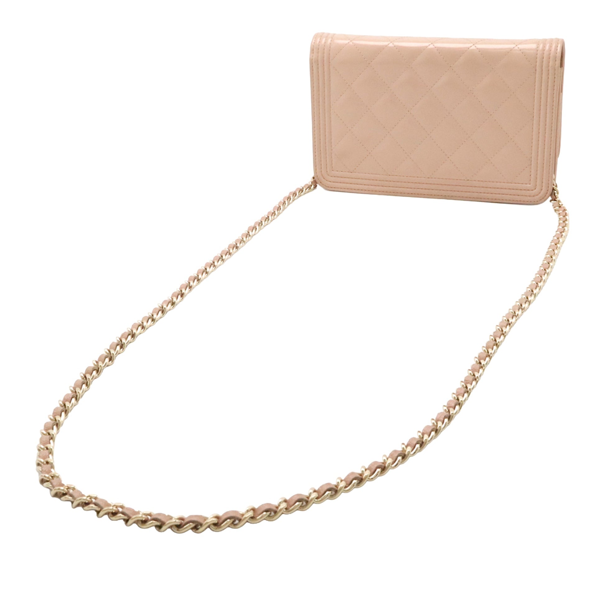 Chanel Quilted Patent Boy Wallet on Chain