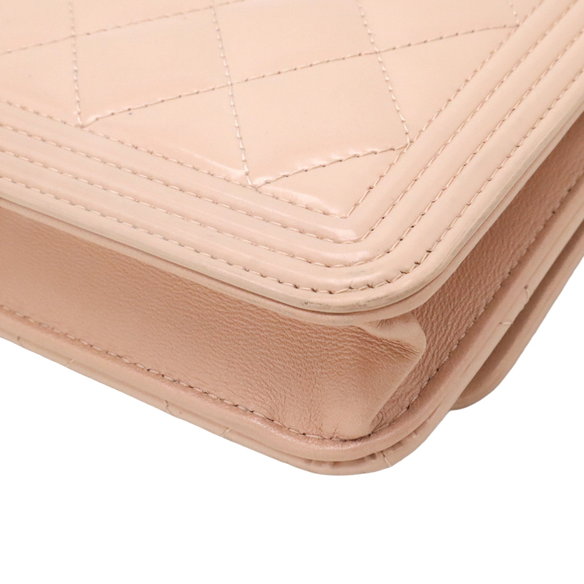 Chanel Quilted Patent Boy Wallet on Chain