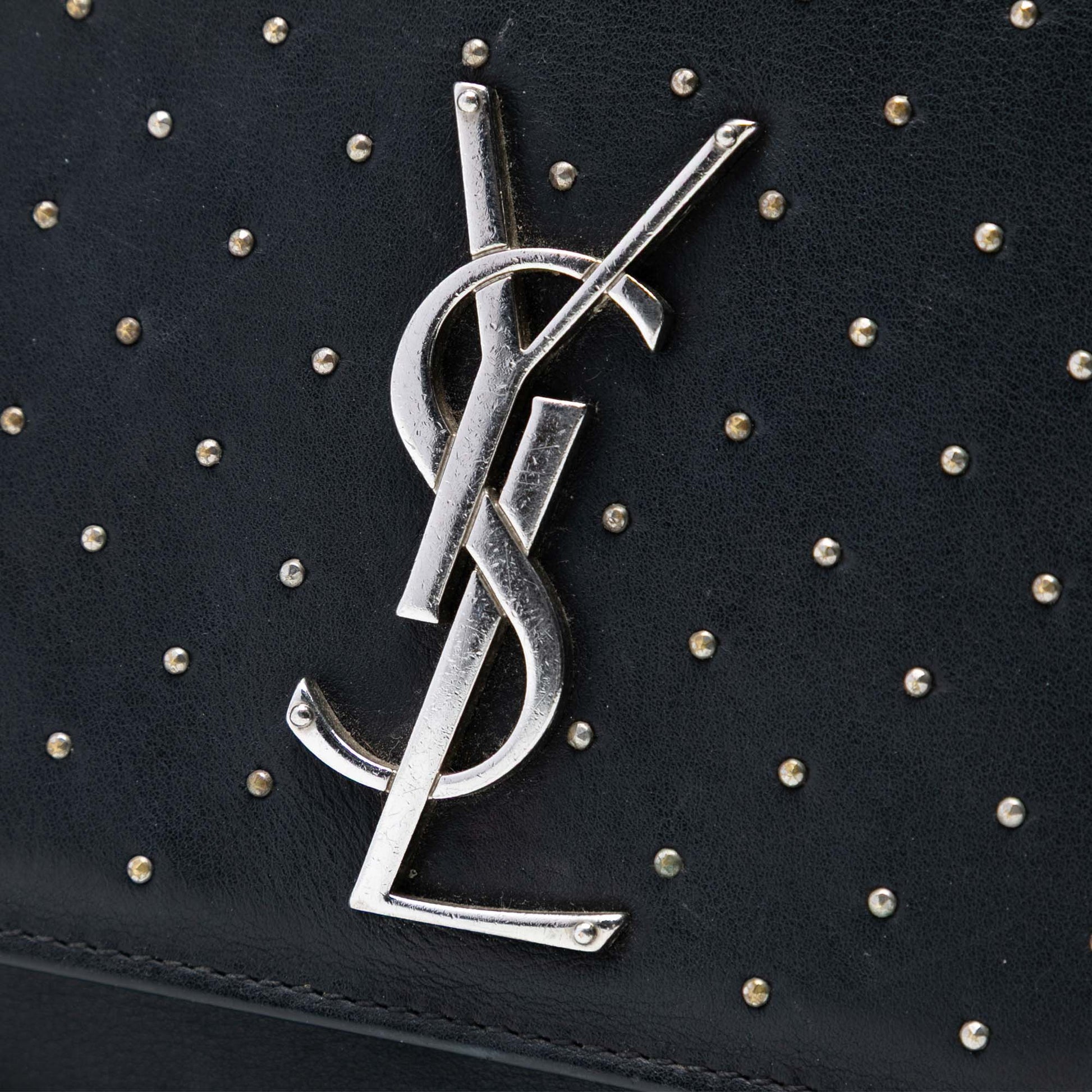 Medium Leather Studded Monogram Kate Crossbody