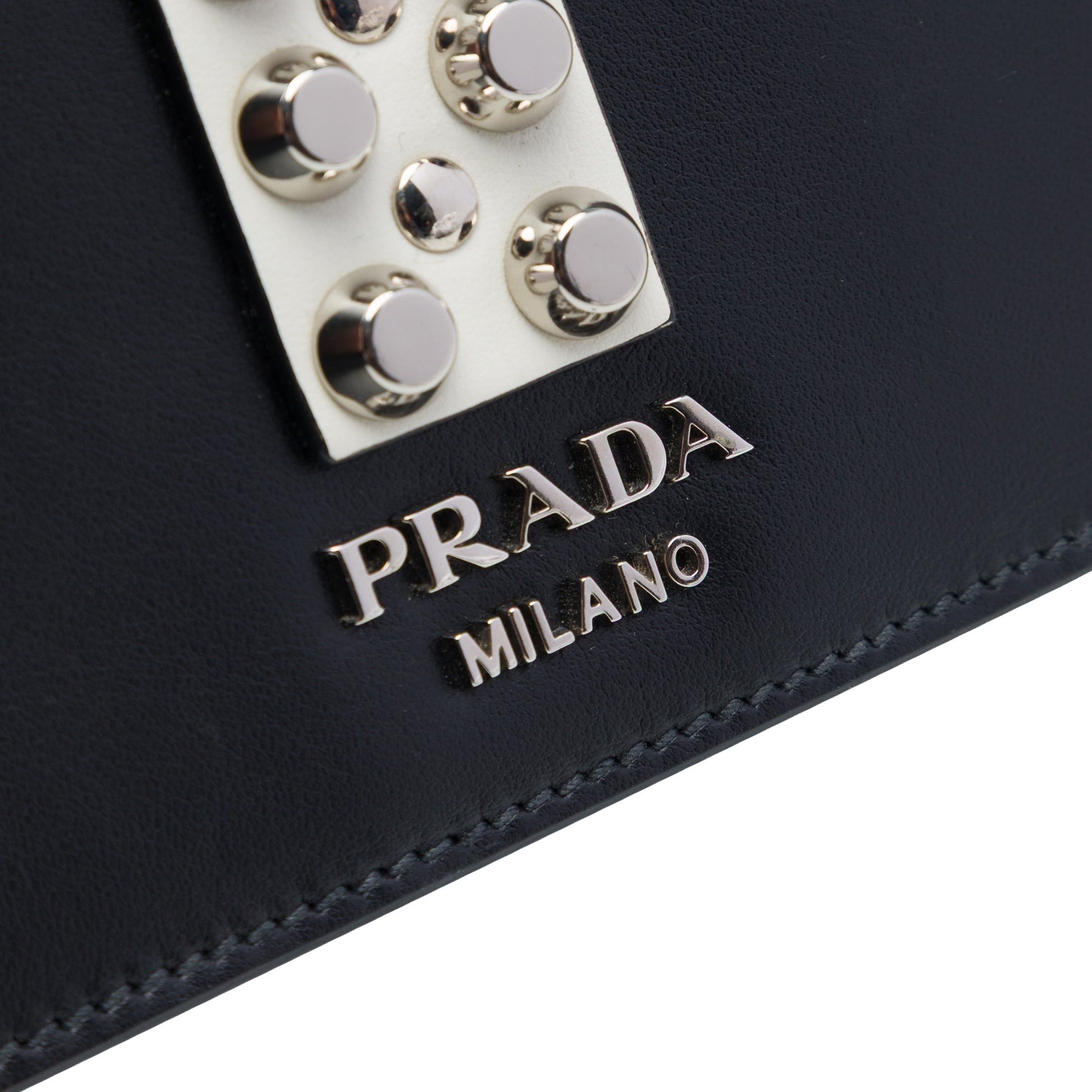 Prada City Calfskin and Saffiano Studded Elektra Crossbody