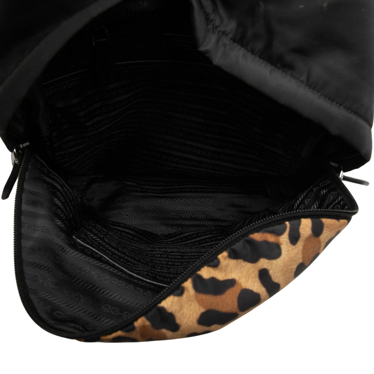 Prada Leopard Print Tessuto Backpack