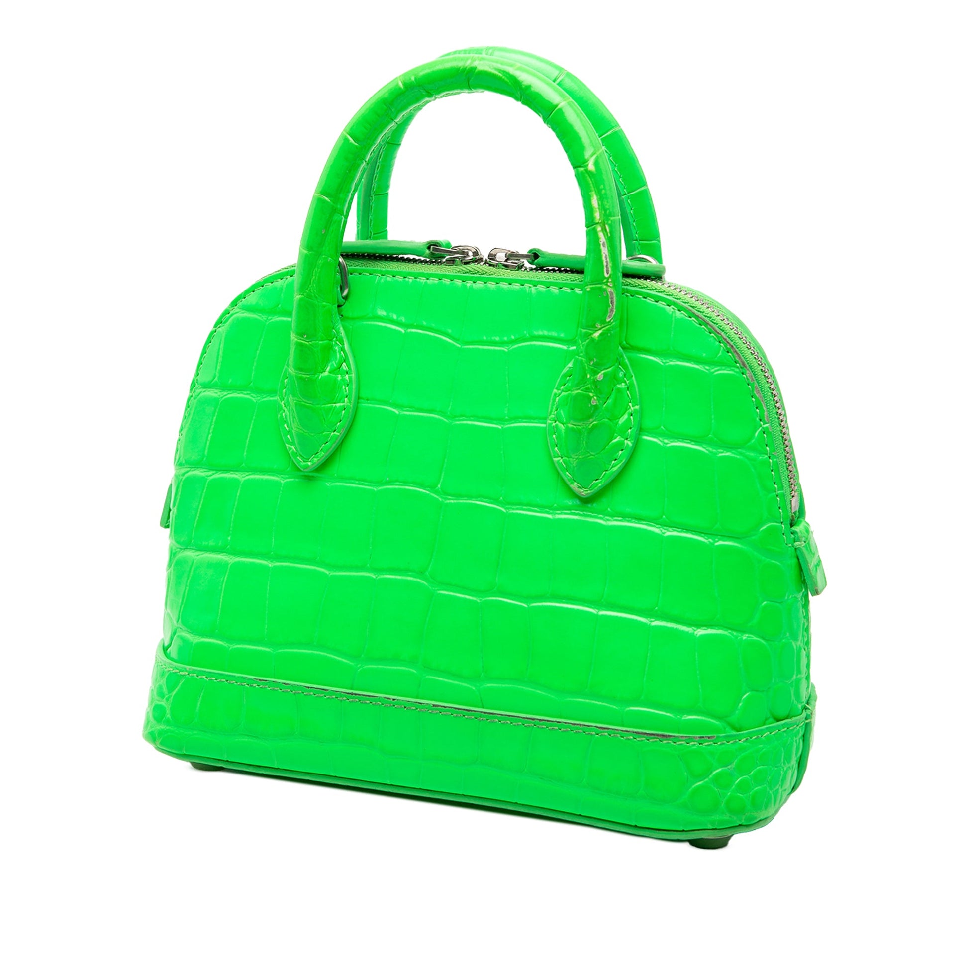 Balenciaga Croc Embossed Calfskin Ville Top Handle Bag XXS