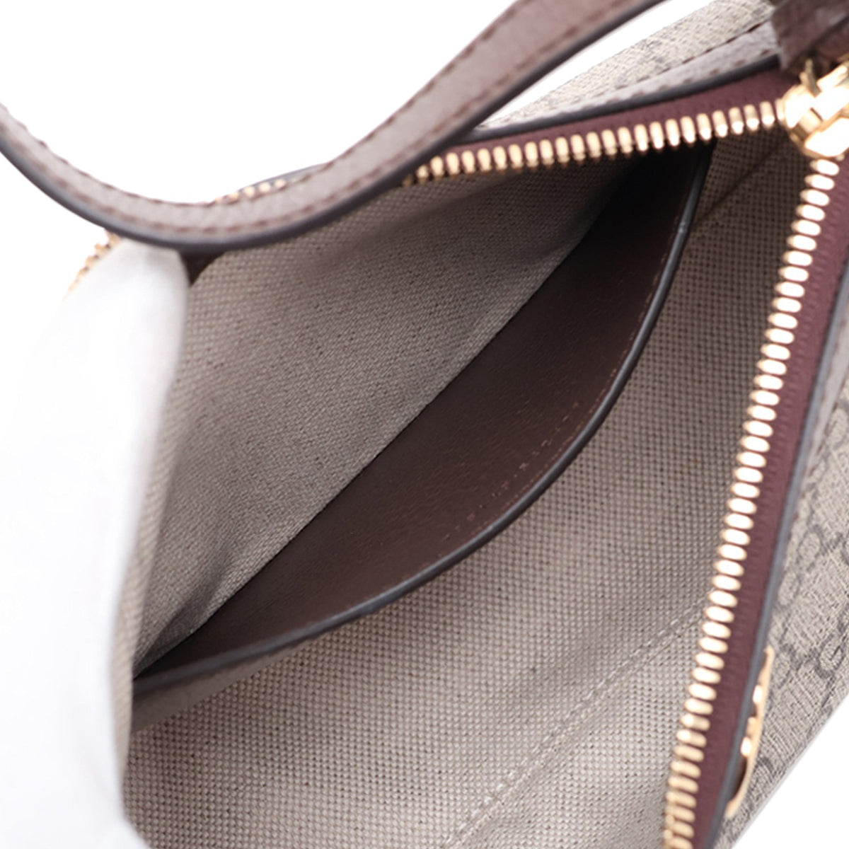 Gucci Small GG Supreme Ophidia Shoulder Bag — Beige